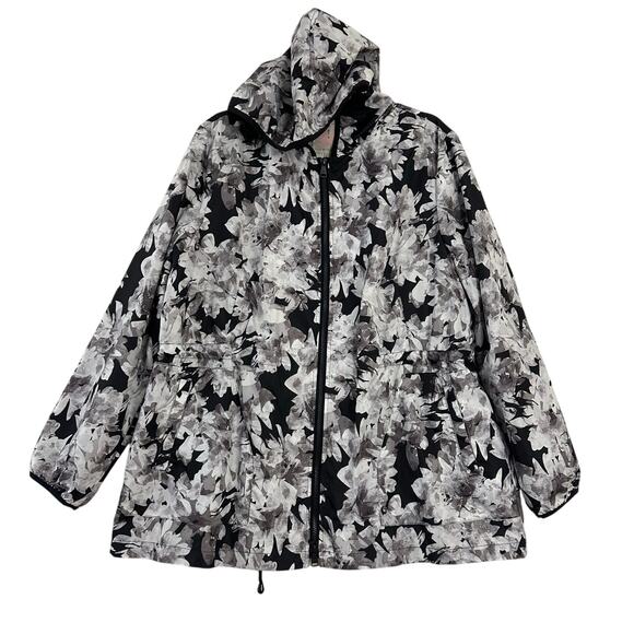 Isaac Mizrahi Windbreaker Jacket XL Lightweight Gray Black - Picture 1 of 8